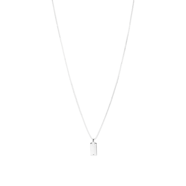 Diamond Mini Signet Necklace - silver