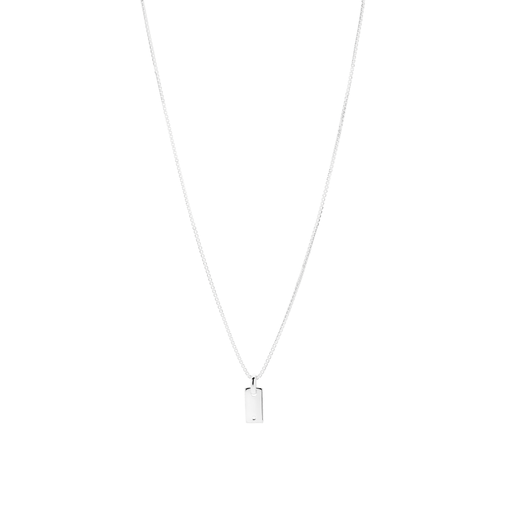 Diamond Mini Signet Necklace - silver
