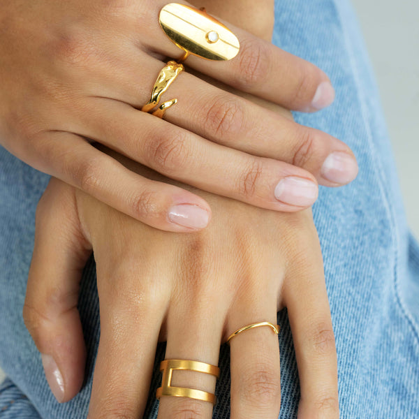 Crystal Rock Ring - gold-plated